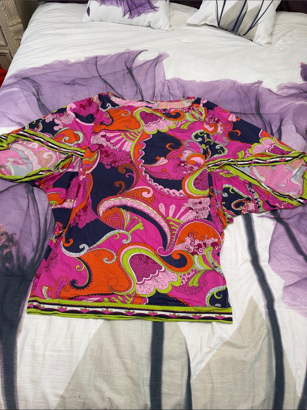 Trina Turk Pink Orange Navy Paisley Swim Coverup